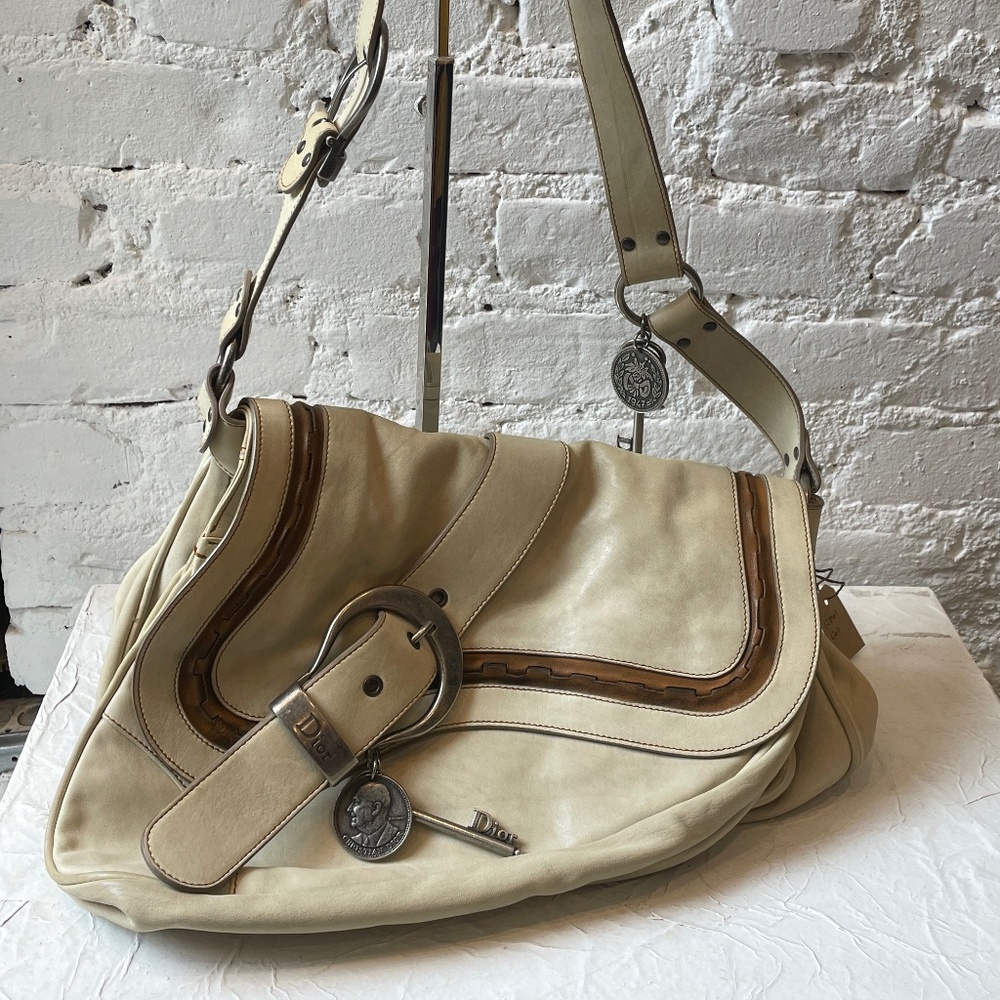 Christian Dior Gaucho Saddle Bag (White)